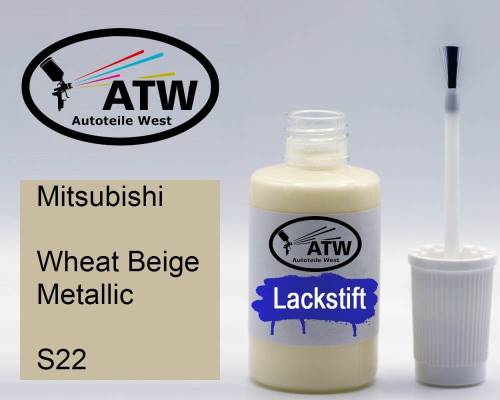 Mitsubishi, Wheat Beige Metallic, S22: 20ml Lackstift, von ATW Autoteile West.